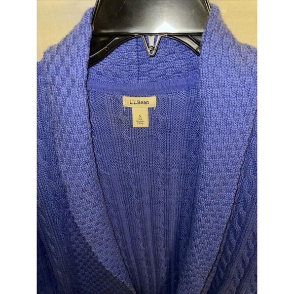 L.L. Bean Women’s Open Cardigan Size Small Blue Cable Knit Cozy Comfort Party - Picture 3 of 12